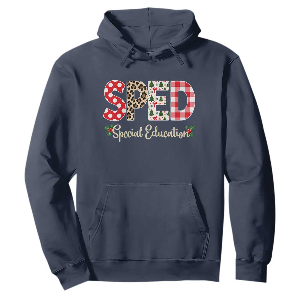 Christmas SPED Teacher Hoodie Leopard Plaid Special Education Educator Gift TS12