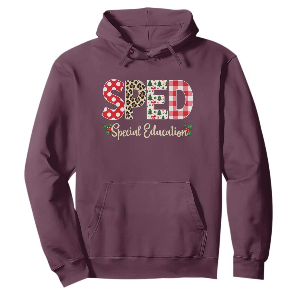 Christmas SPED Teacher Hoodie Leopard Plaid Special Education Educator Gift TS12