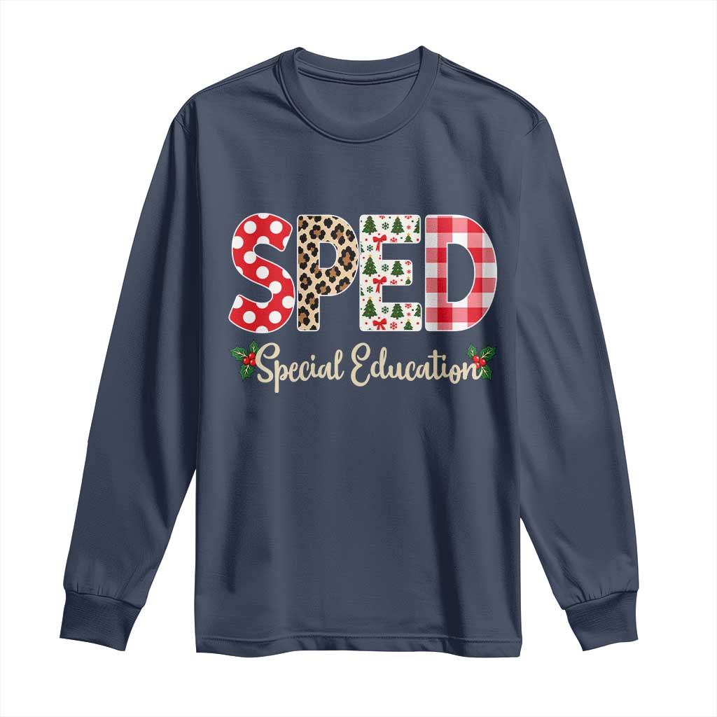 Christmas SPED Teacher Long Sleeve Shirt Leopard Plaid Special Education Educator Gift TS12