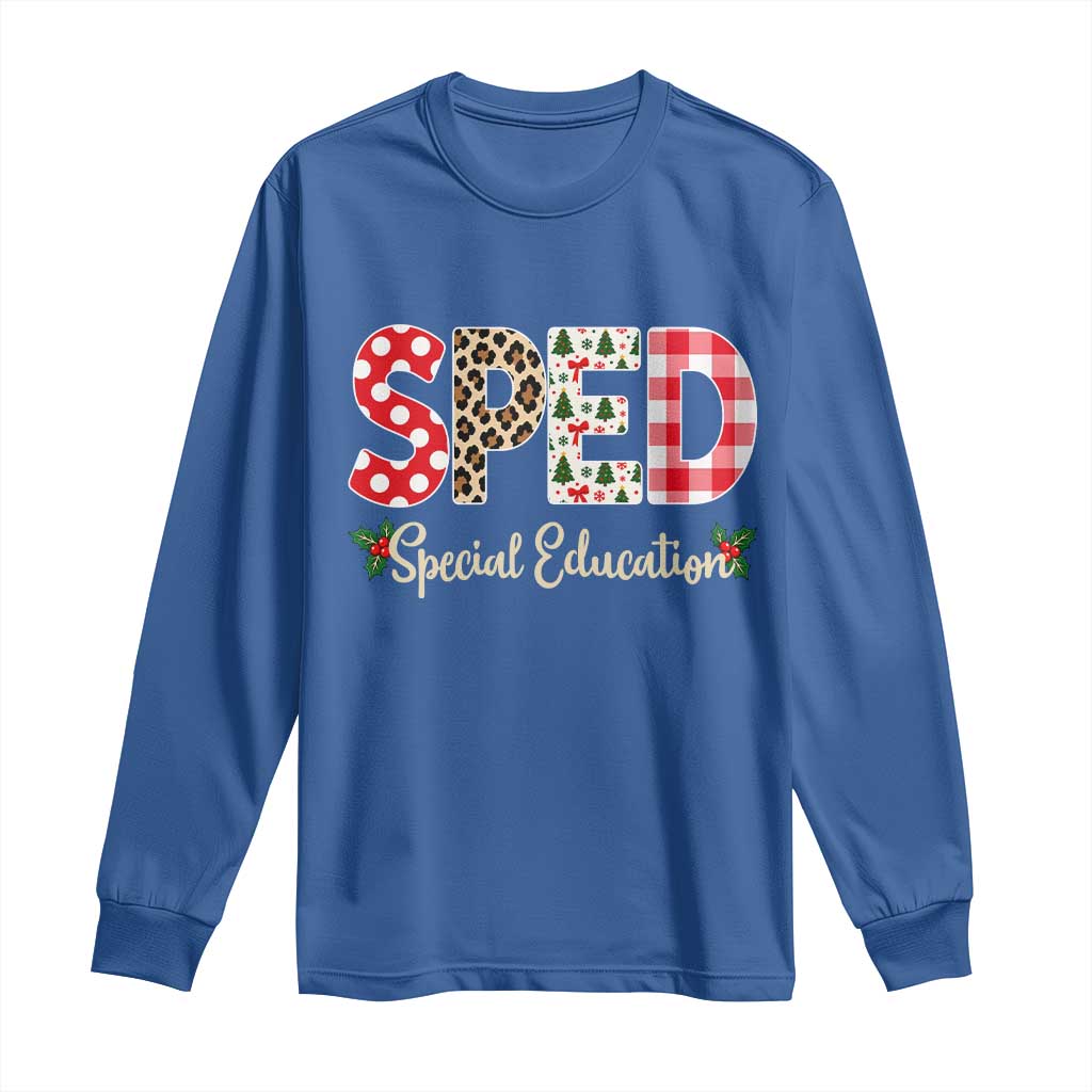 Christmas SPED Teacher Long Sleeve Shirt Leopard Plaid Special Education Educator Gift TS12