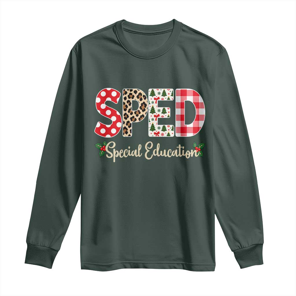 Christmas SPED Teacher Long Sleeve Shirt Leopard Plaid Special Education Educator Gift TS12