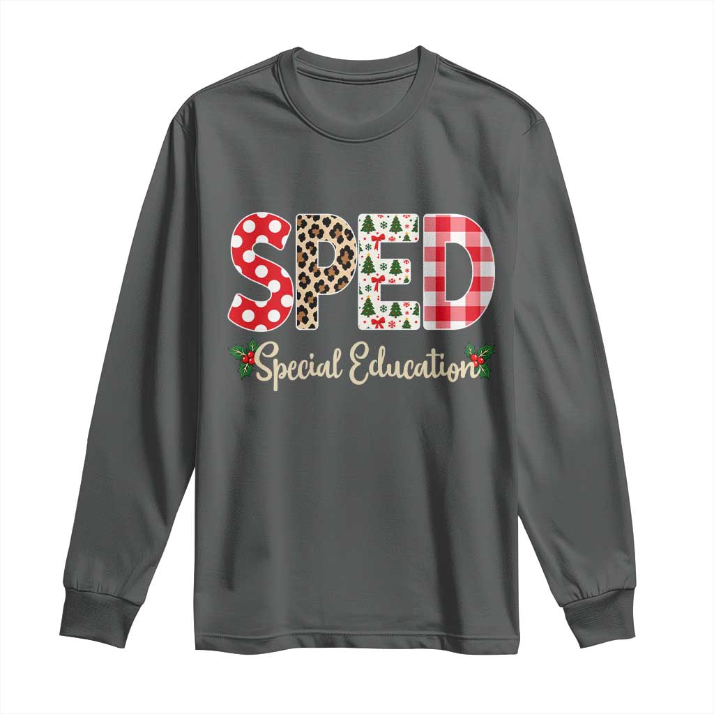 Christmas SPED Teacher Long Sleeve Shirt Leopard Plaid Special Education Educator Gift TS12