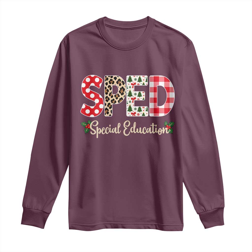 Christmas SPED Teacher Long Sleeve Shirt Leopard Plaid Special Education Educator Gift TS12