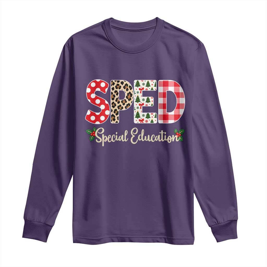 Christmas SPED Teacher Long Sleeve Shirt Leopard Plaid Special Education Educator Gift TS12