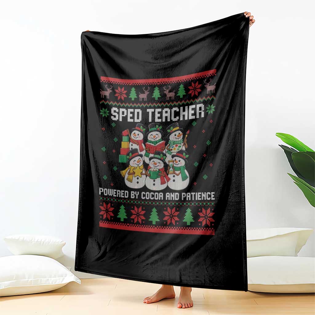 Christmas SPED Teacher Snowman Throw Blanket Powered By Cocoa And Patience TS12