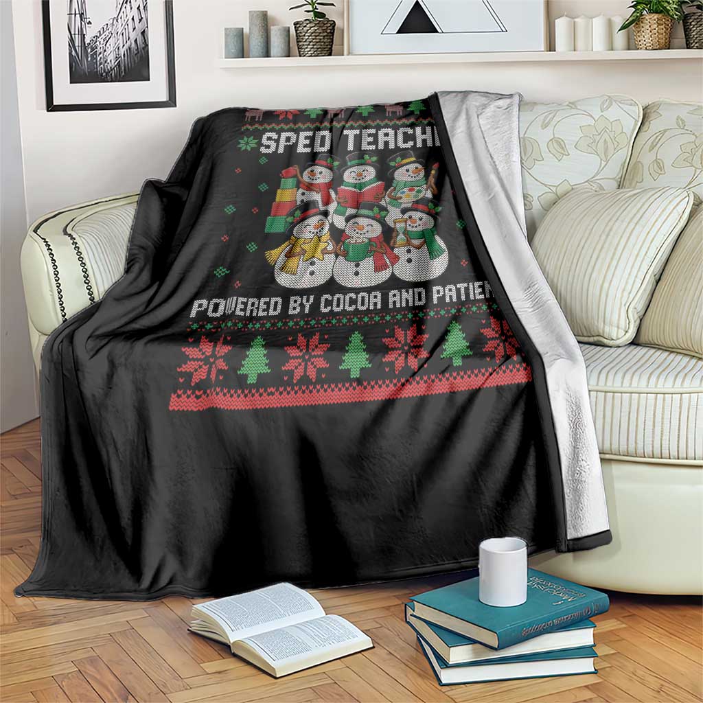 Christmas SPED Teacher Snowman Throw Blanket Powered By Cocoa And Patience TS12