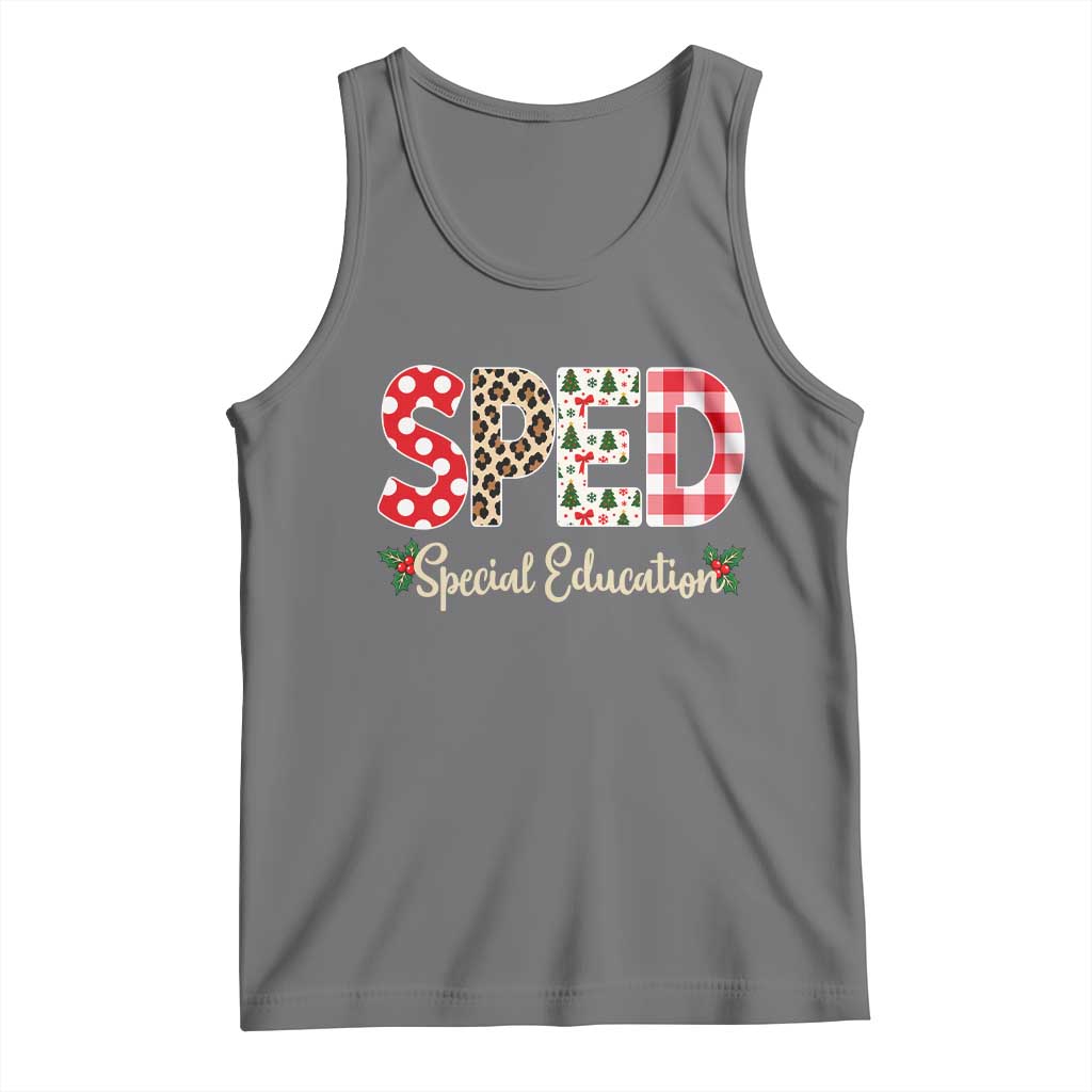 Christmas SPED Teacher Tank Top Leopard Plaid Special Education Educator Gift TS12