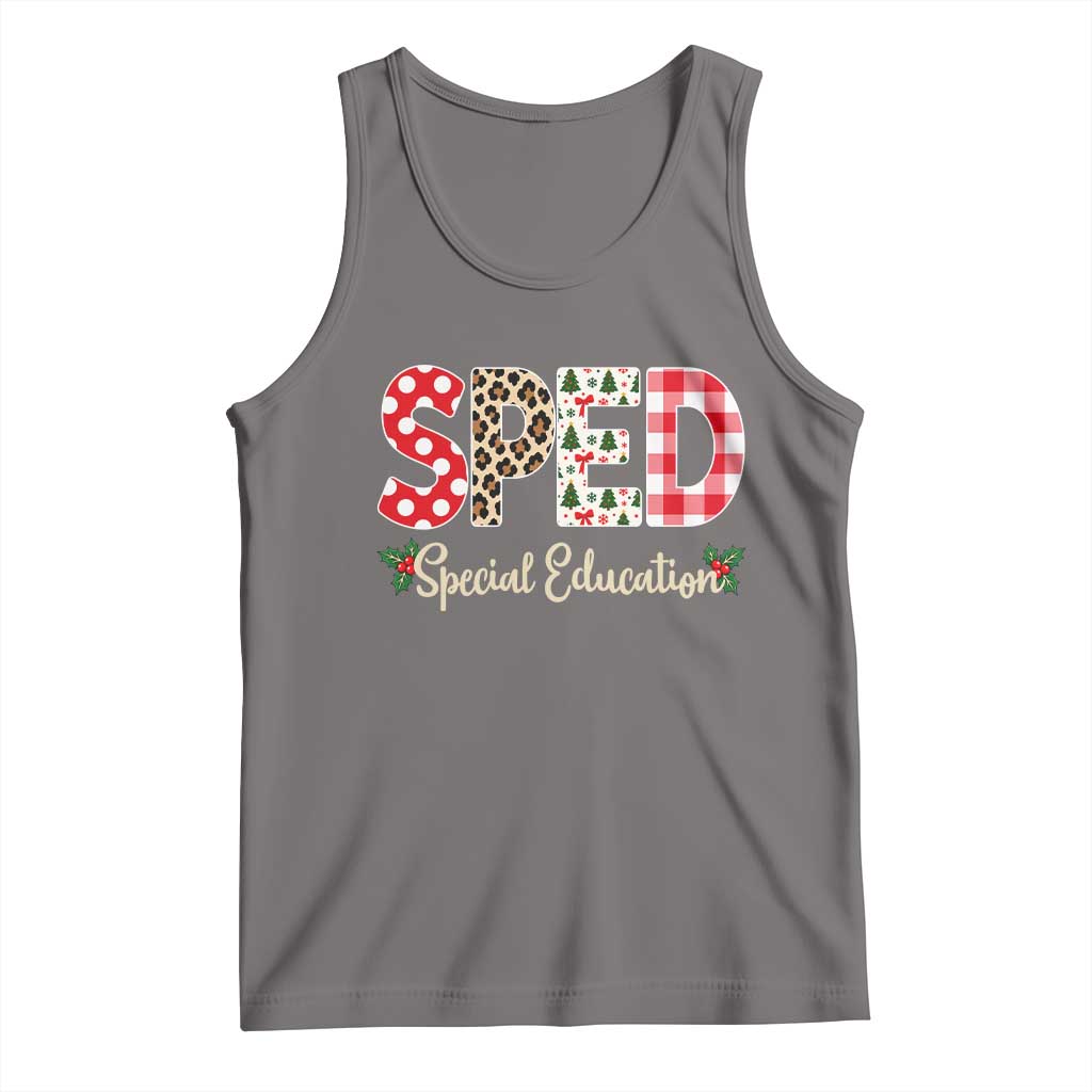 Christmas SPED Teacher Tank Top Leopard Plaid Special Education Educator Gift TS12