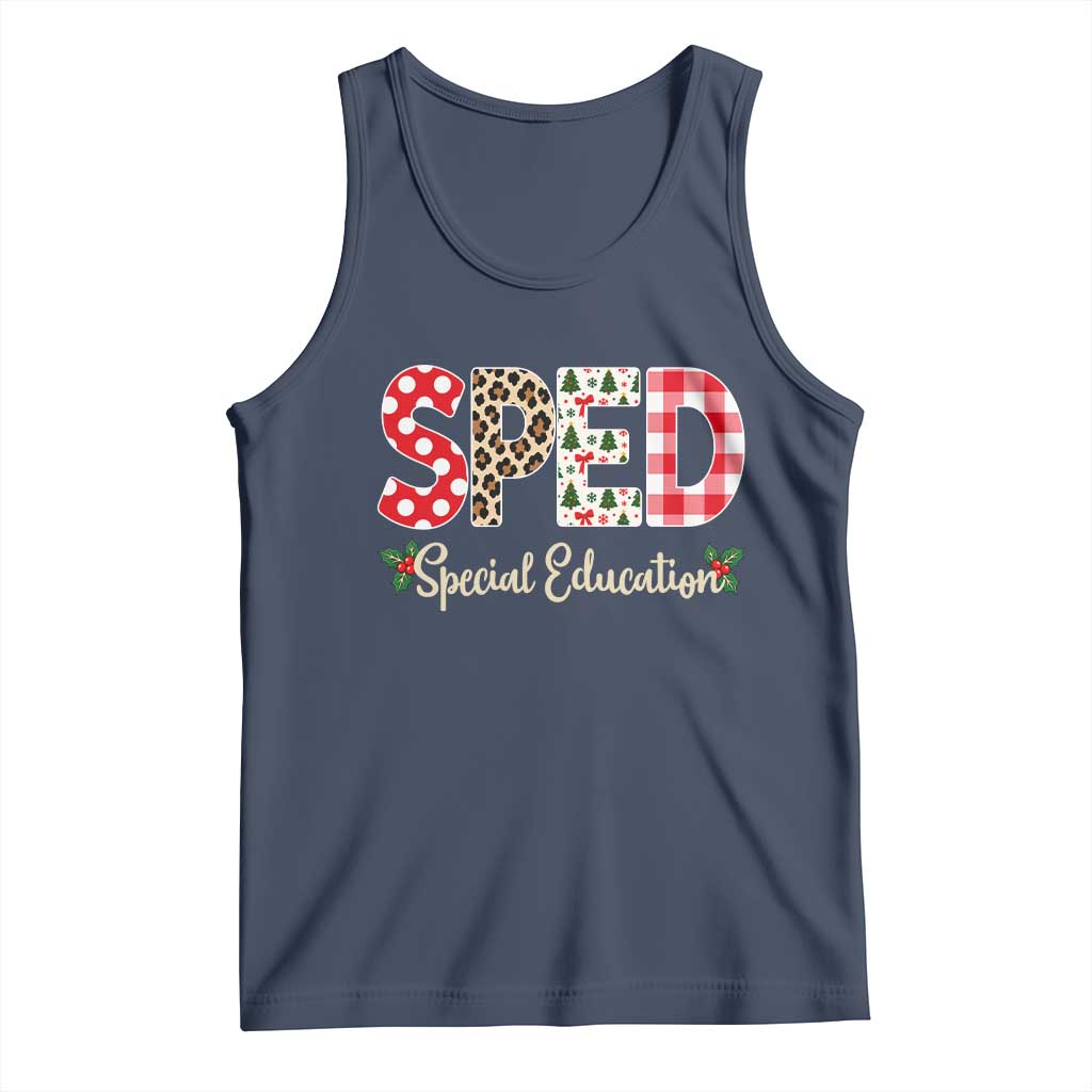 Christmas SPED Teacher Tank Top Leopard Plaid Special Education Educator Gift TS12