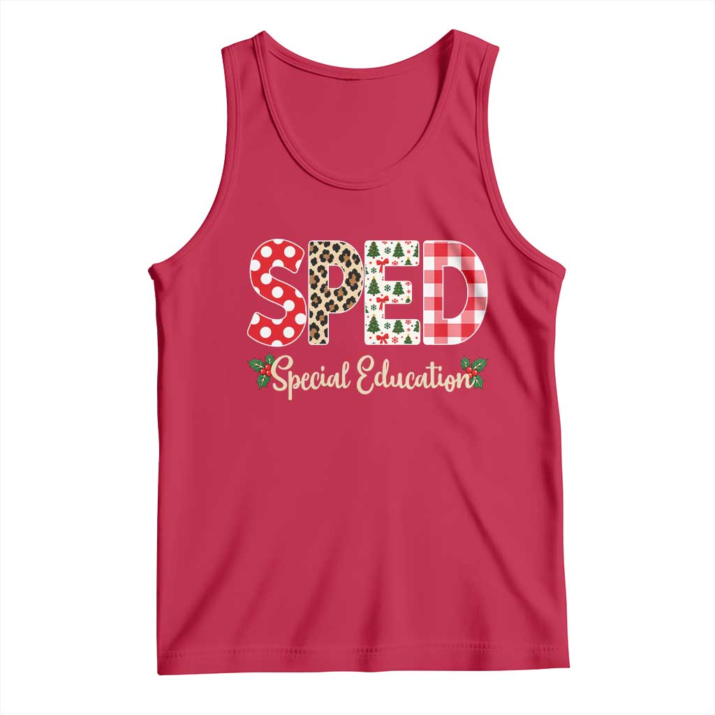 Christmas SPED Teacher Tank Top Leopard Plaid Special Education Educator Gift TS12