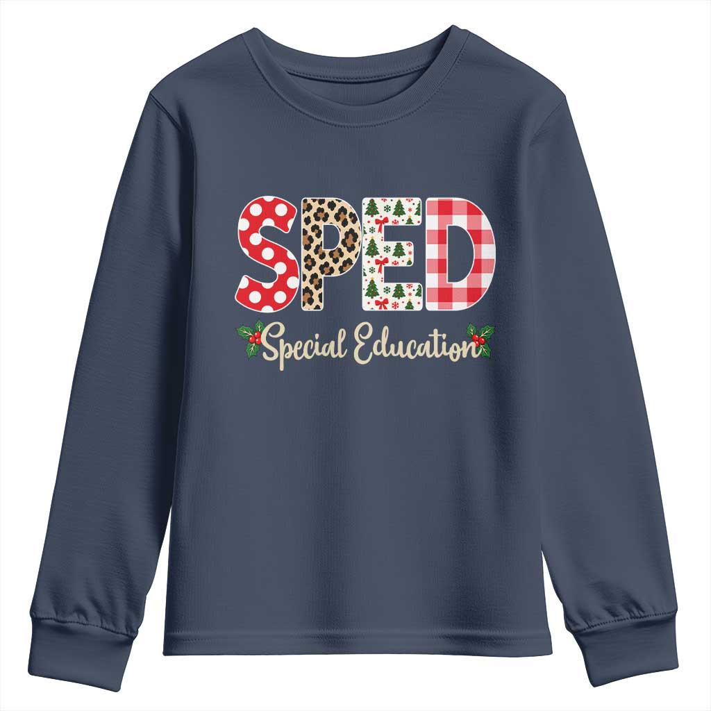 Christmas SPED Teacher Youth Sweatshirt Leopard Plaid Special Education Educator Gift TS12