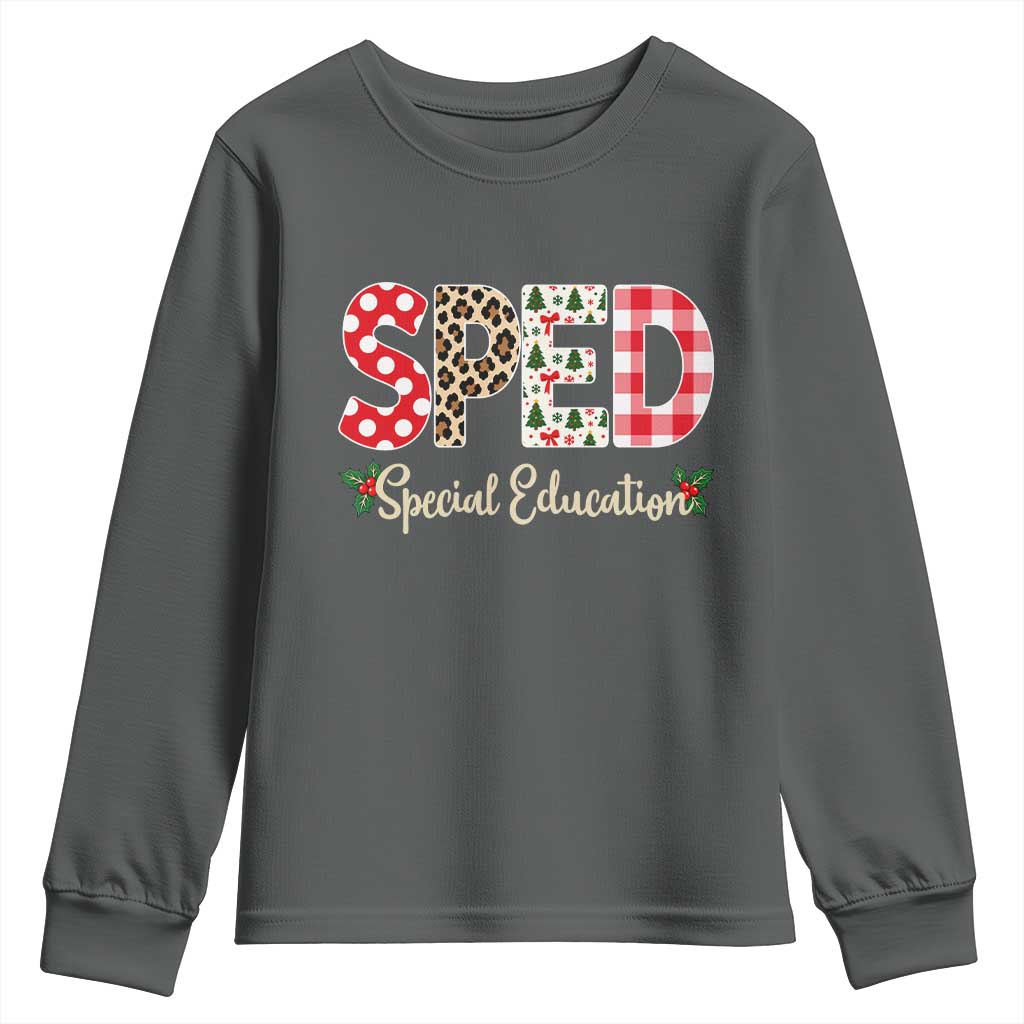 Christmas SPED Teacher Youth Sweatshirt Leopard Plaid Special Education Educator Gift TS12