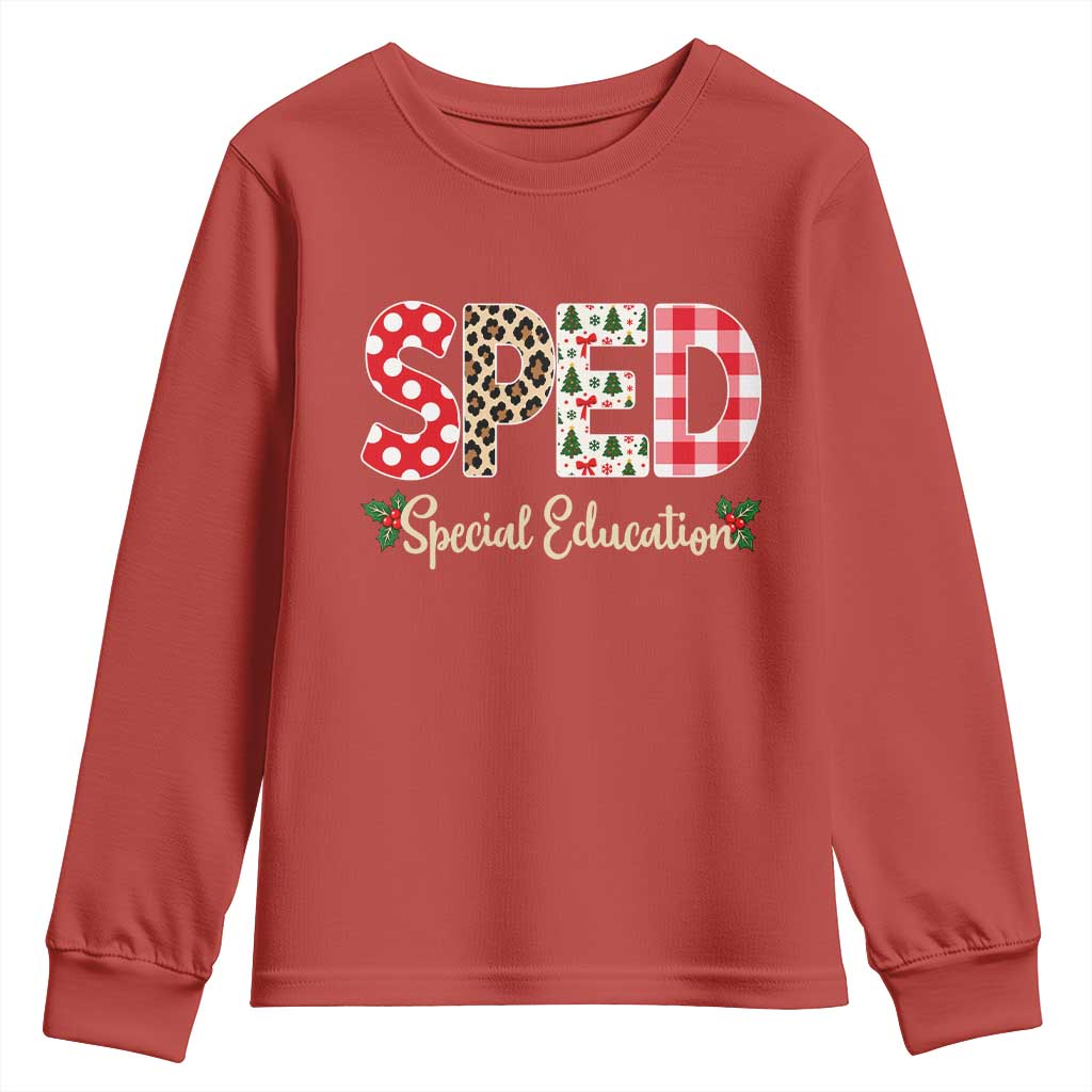 Christmas SPED Teacher Youth Sweatshirt Leopard Plaid Special Education Educator Gift TS12