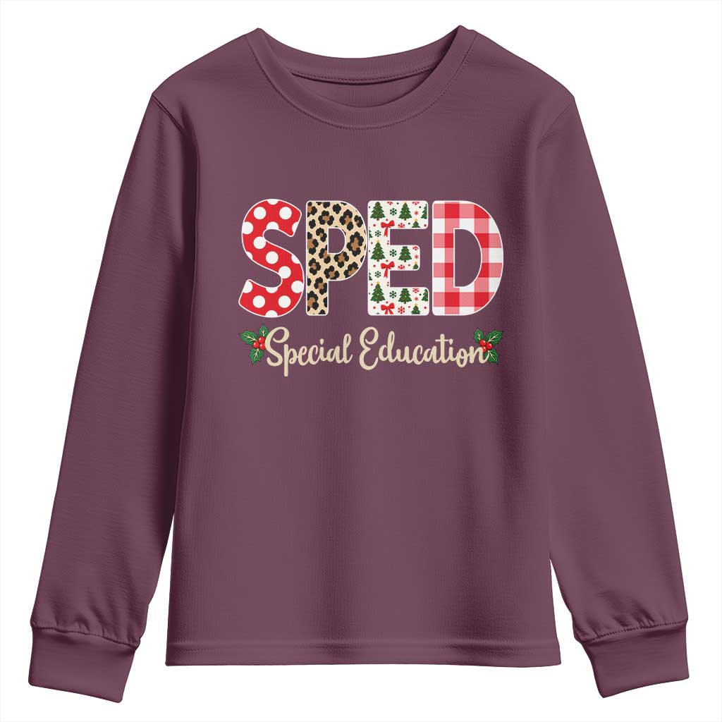 Christmas SPED Teacher Youth Sweatshirt Leopard Plaid Special Education Educator Gift TS12