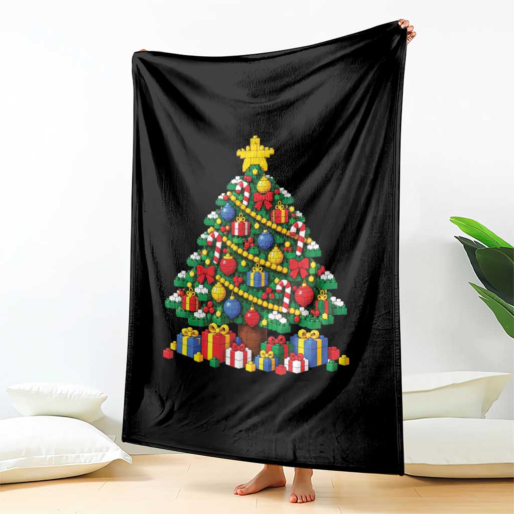 Christmas Tree Blocks Bricks Throw Blanket Colorful 3D Building Blocks Game Lovers TS10