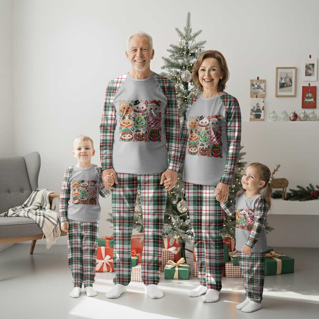 Cute Squishy Christmas Glitter Dumpling Plaid Pajama Set Festive Kawaii Dim Sum TS11