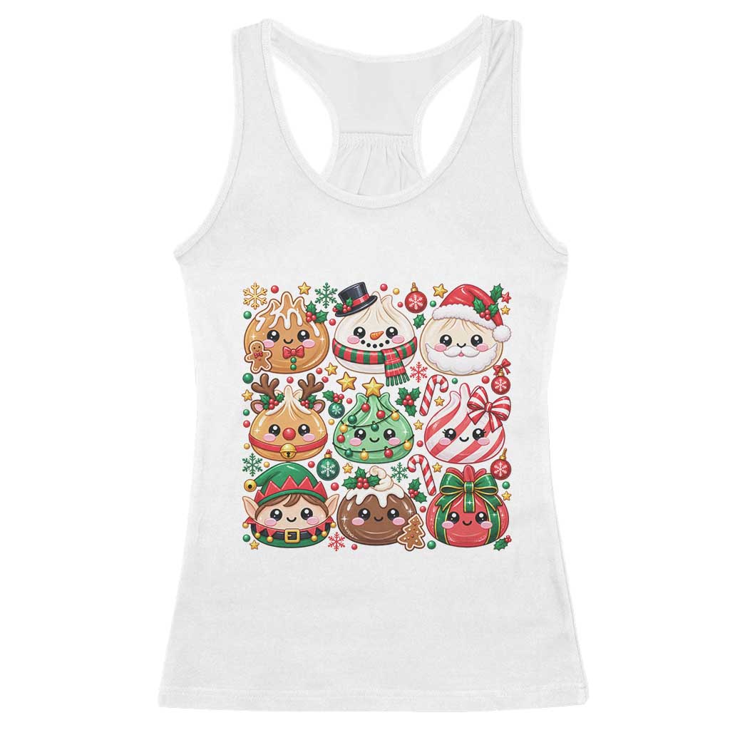 Cute Squishy Christmas Glitter Dumpling Racerback Tank Top Festive Kawaii Dim Sum TS11