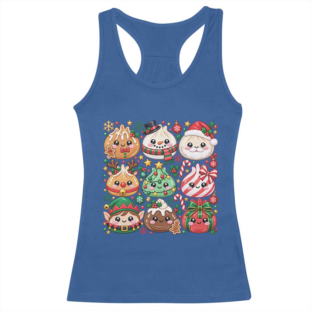 Cute Squishy Christmas Glitter Dumpling Racerback Tank Top Festive Kawaii Dim Sum TS11
