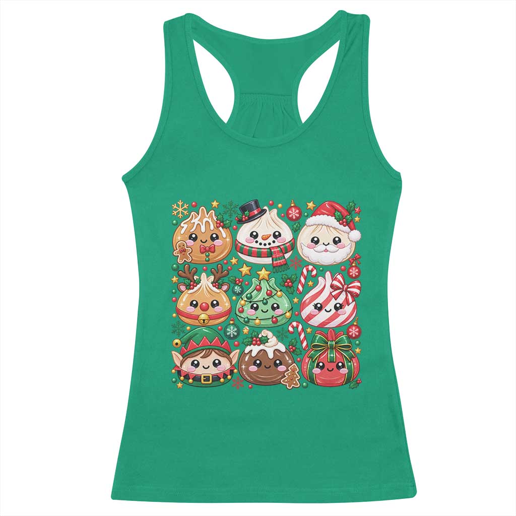Cute Squishy Christmas Glitter Dumpling Racerback Tank Top Festive Kawaii Dim Sum TS11