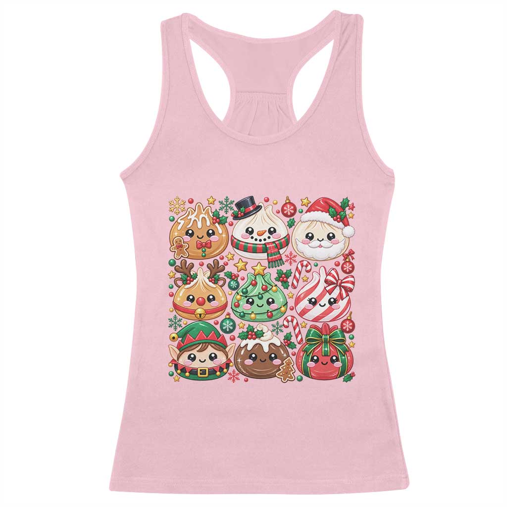 Cute Squishy Christmas Glitter Dumpling Racerback Tank Top Festive Kawaii Dim Sum TS11