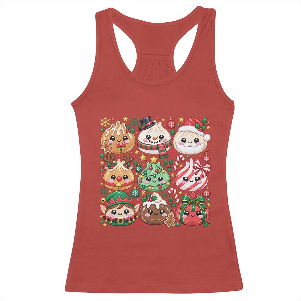 Cute Squishy Christmas Glitter Dumpling Racerback Tank Top Festive Kawaii Dim Sum TS11