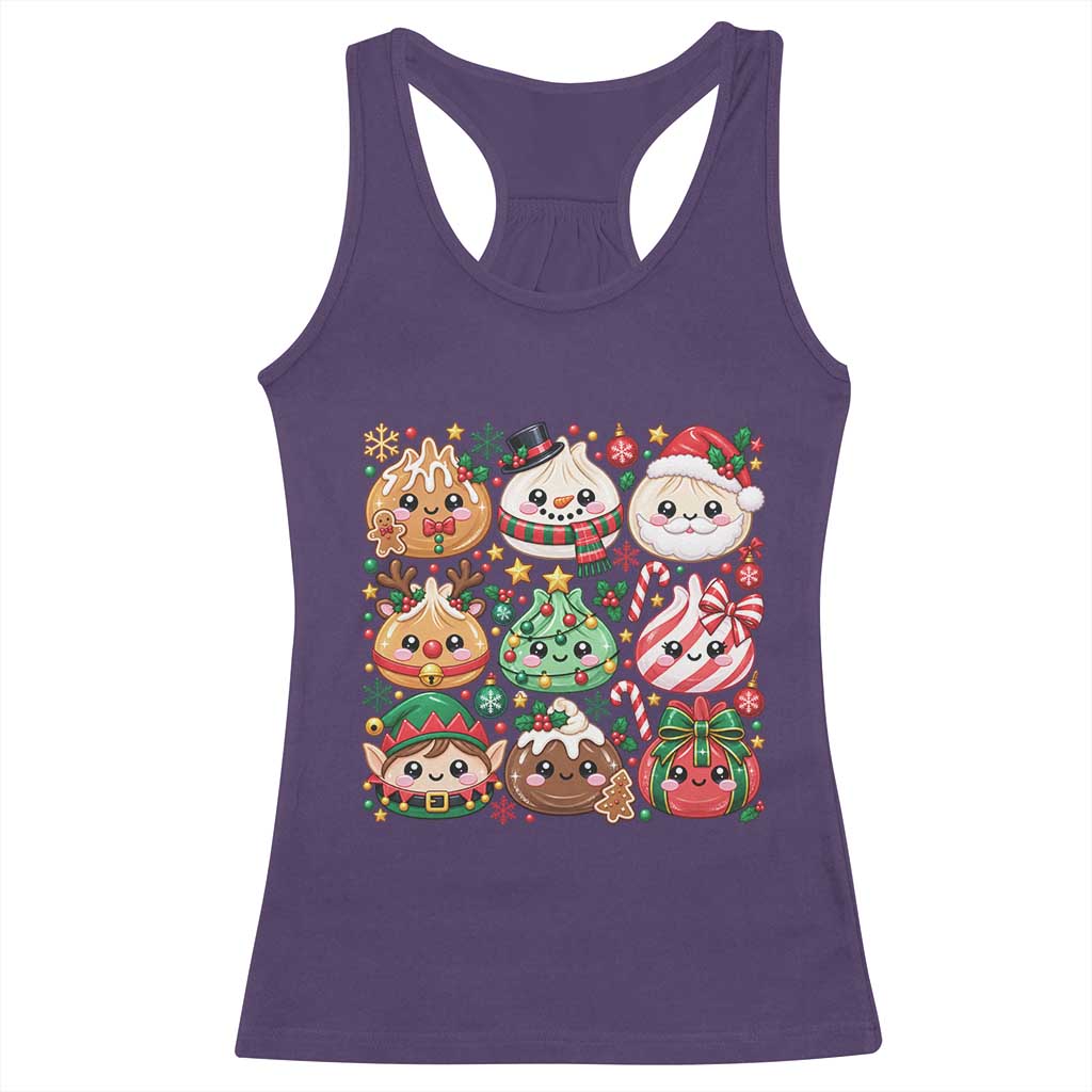 Cute Squishy Christmas Glitter Dumpling Racerback Tank Top Festive Kawaii Dim Sum TS11