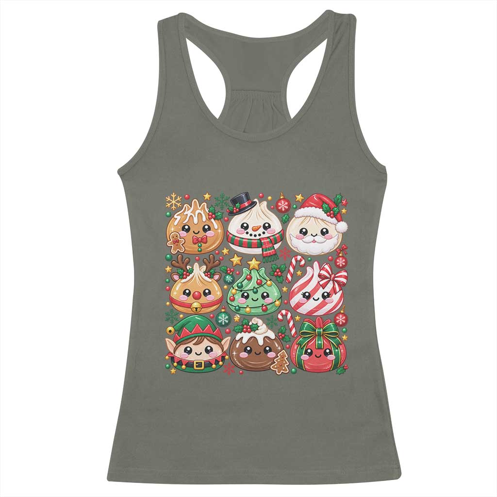 Cute Squishy Christmas Glitter Dumpling Racerback Tank Top Festive Kawaii Dim Sum TS11