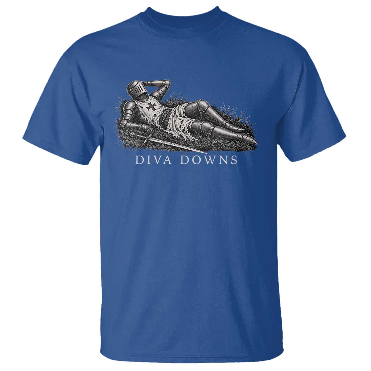 Diva Down Funny Medieval Knight T Shirt Renaissance Armor Humor TS11