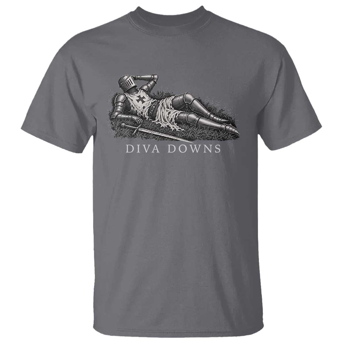 Diva Down Funny Medieval Knight T Shirt Renaissance Armor Humor TS11