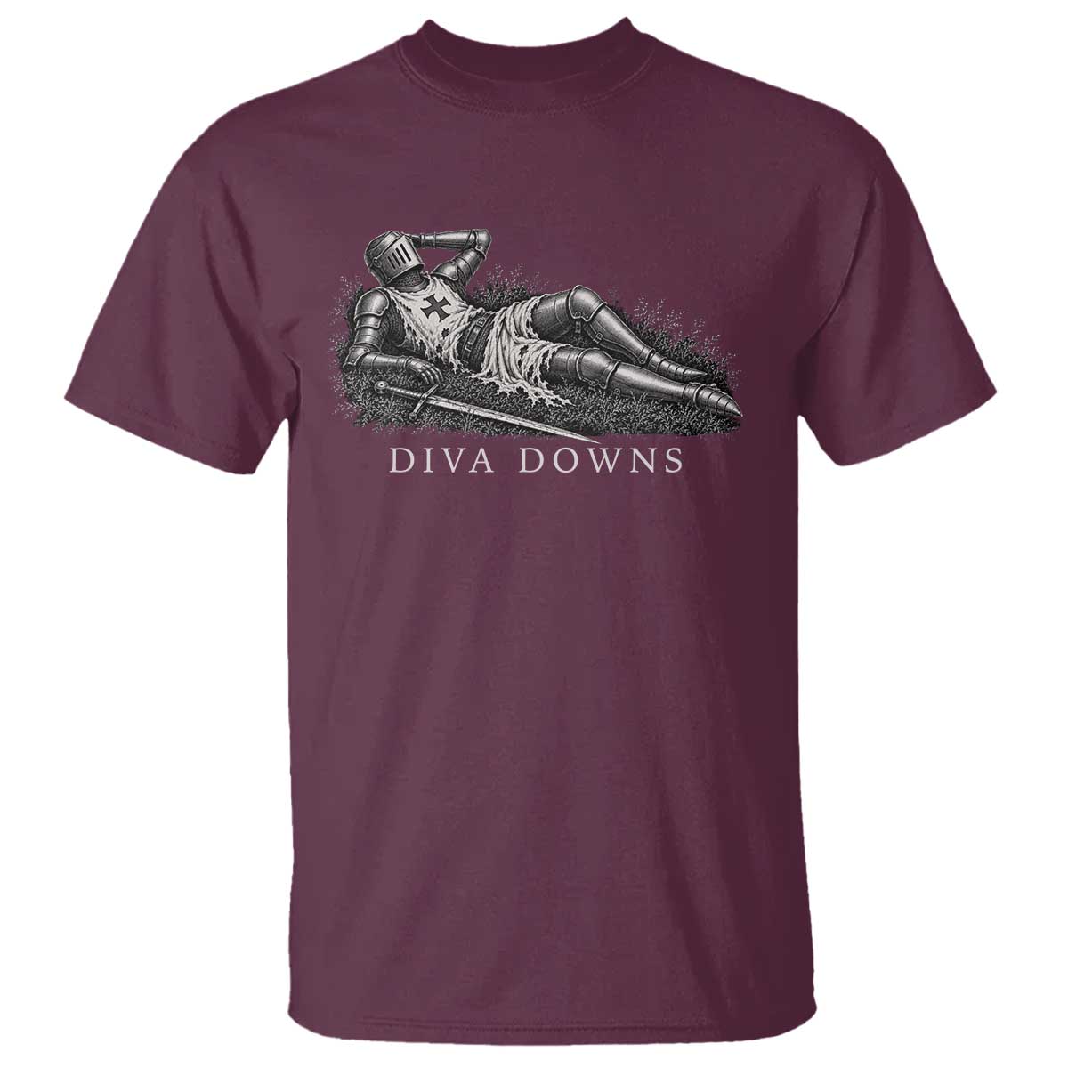 Diva Down Funny Medieval Knight T Shirt Renaissance Armor Humor TS11