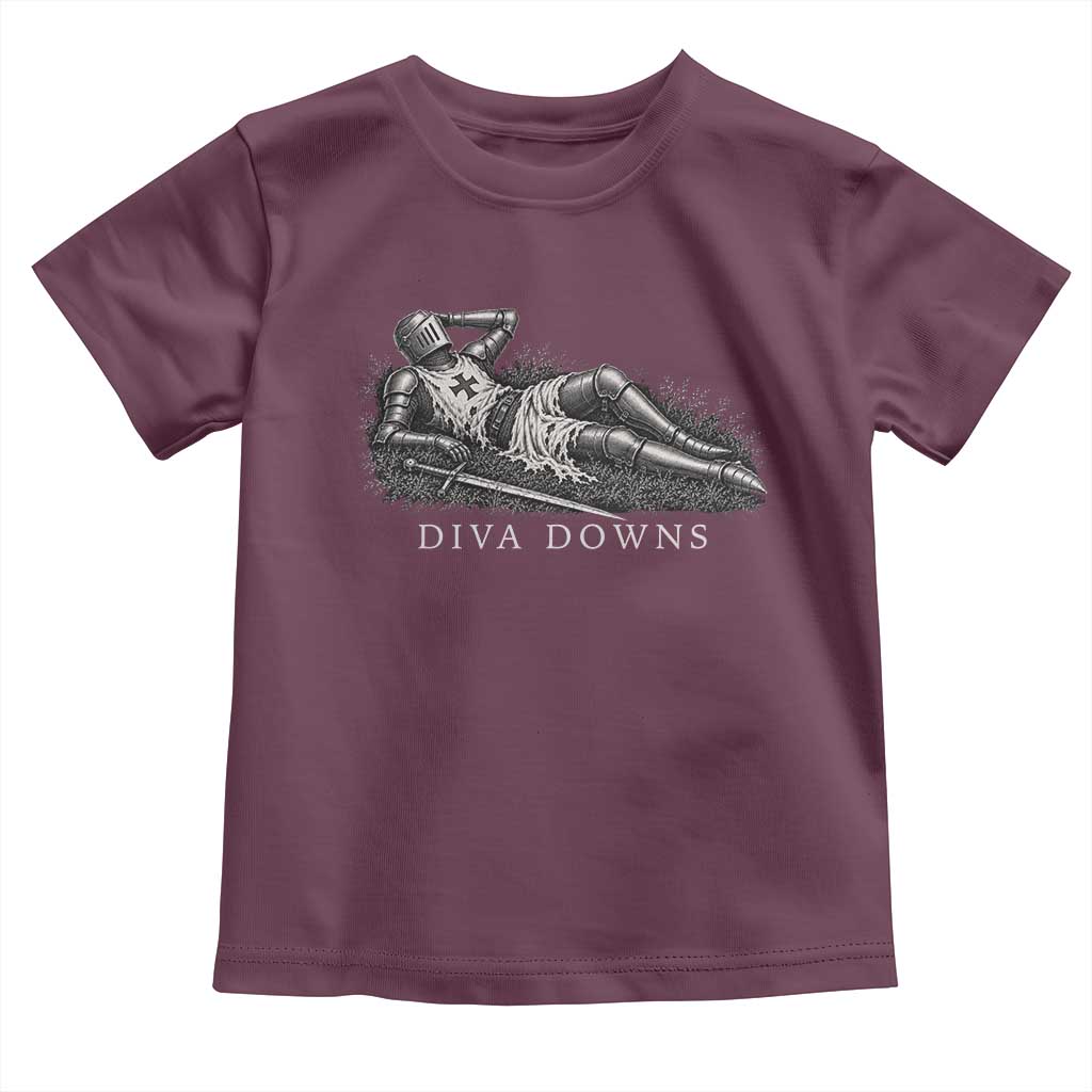 Diva Down Funny Medieval Knight Toddler T Shirt Renaissance Armor Humor TS11