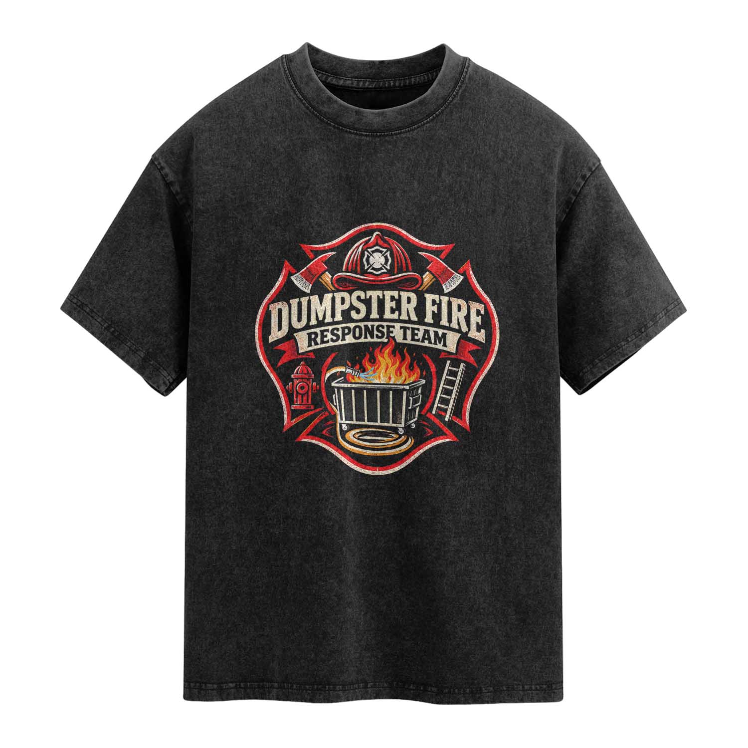 Dumpster Fire Response Team Funny Work Joke Firefighter Washed Cotton T-Shirt TS11