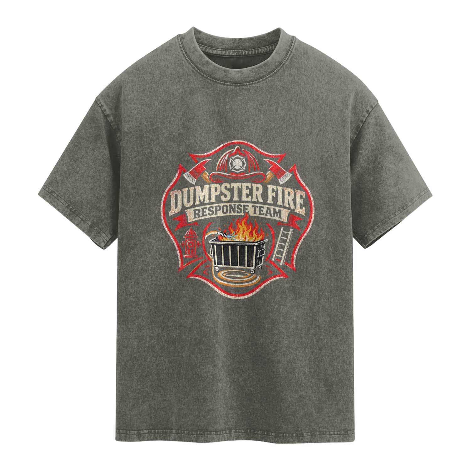 Dumpster Fire Response Team Funny Work Joke Firefighter Washed Cotton T-Shirt TS11