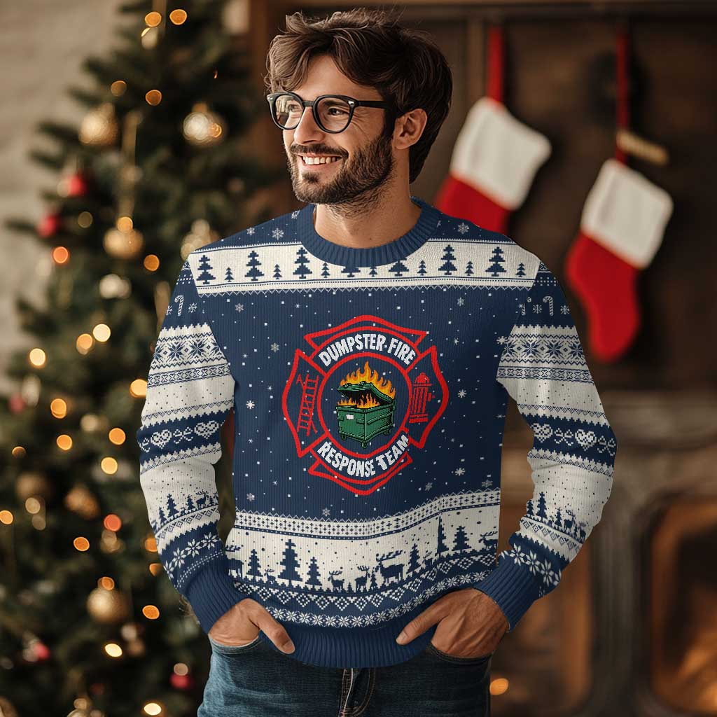 Dumpster Fire Response Team Funny Work Office Firefighter Ugly Christmas Sweater Crisis Management TS11