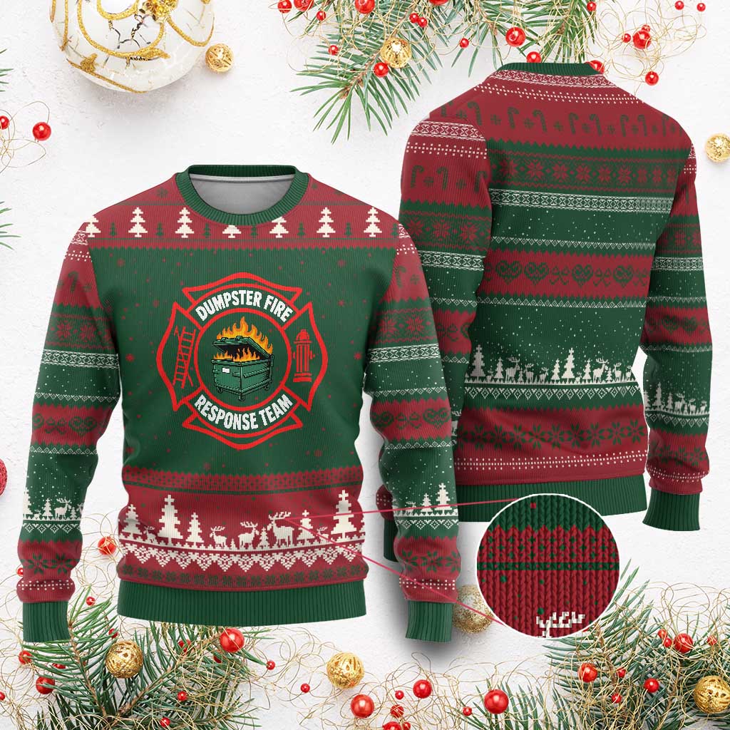 Dumpster Fire Response Team Funny Work Office Firefighter Ugly Christmas Sweater Crisis Management TS11