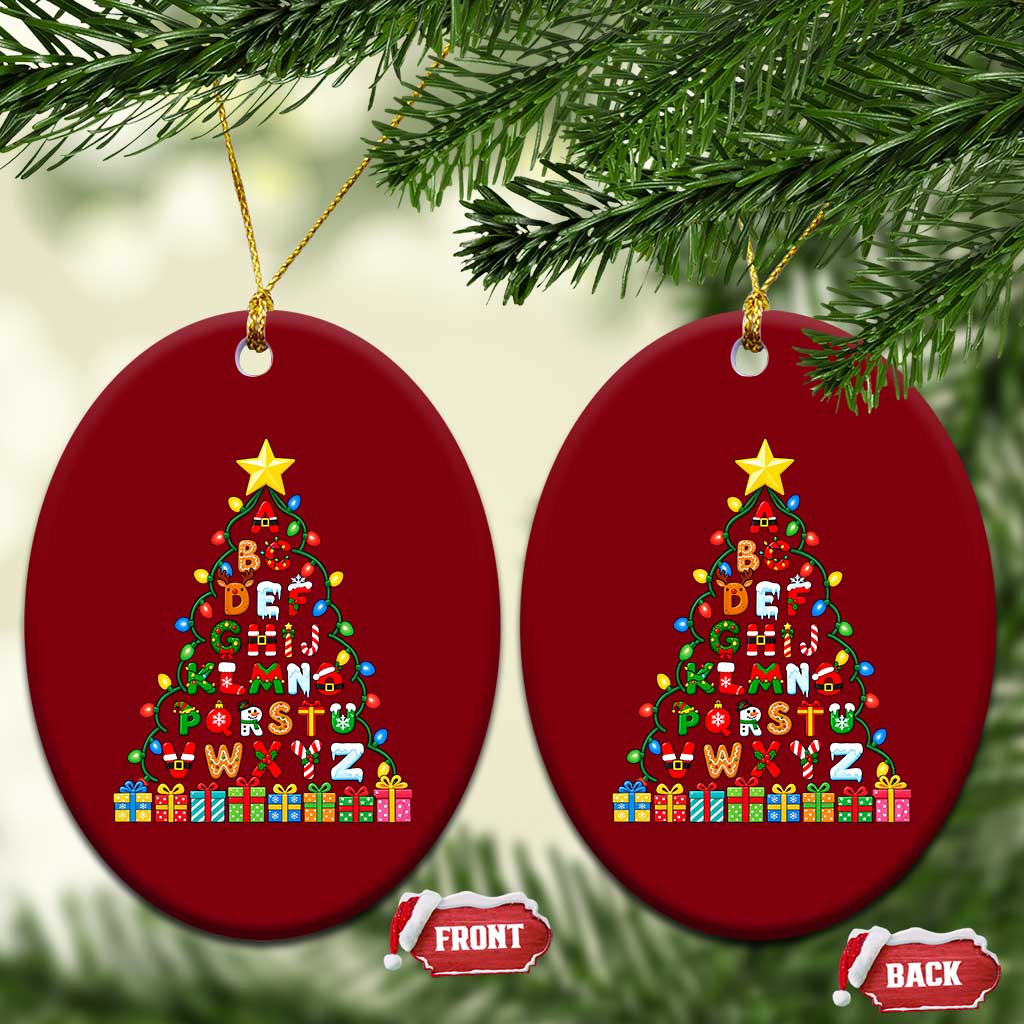 Funny Alphabet Christmas Tree Ceramic Ornament Kindergarten Teacher Holiday Gift TS12