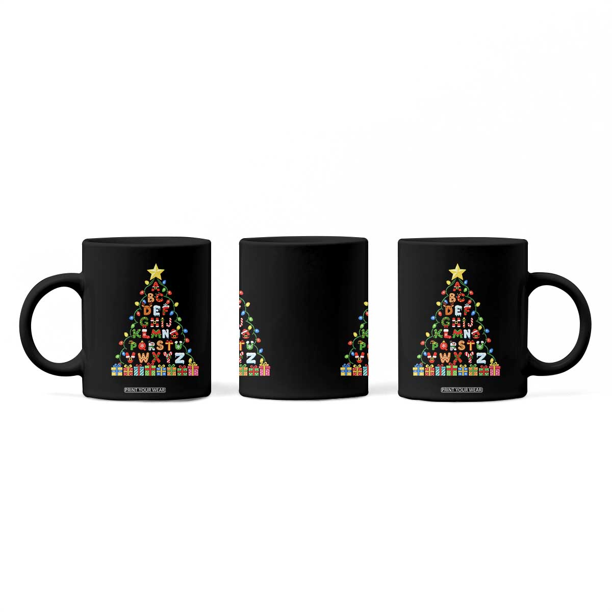 Funny Alphabet Christmas Tree Coffee Mug Kindergarten Teacher Holiday Gift TS12
