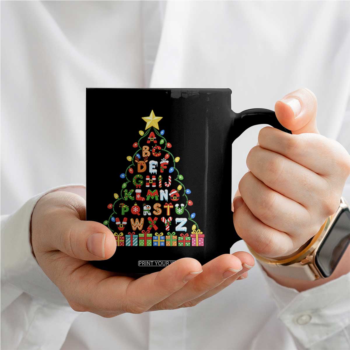 Funny Alphabet Christmas Tree Coffee Mug Kindergarten Teacher Holiday Gift TS12