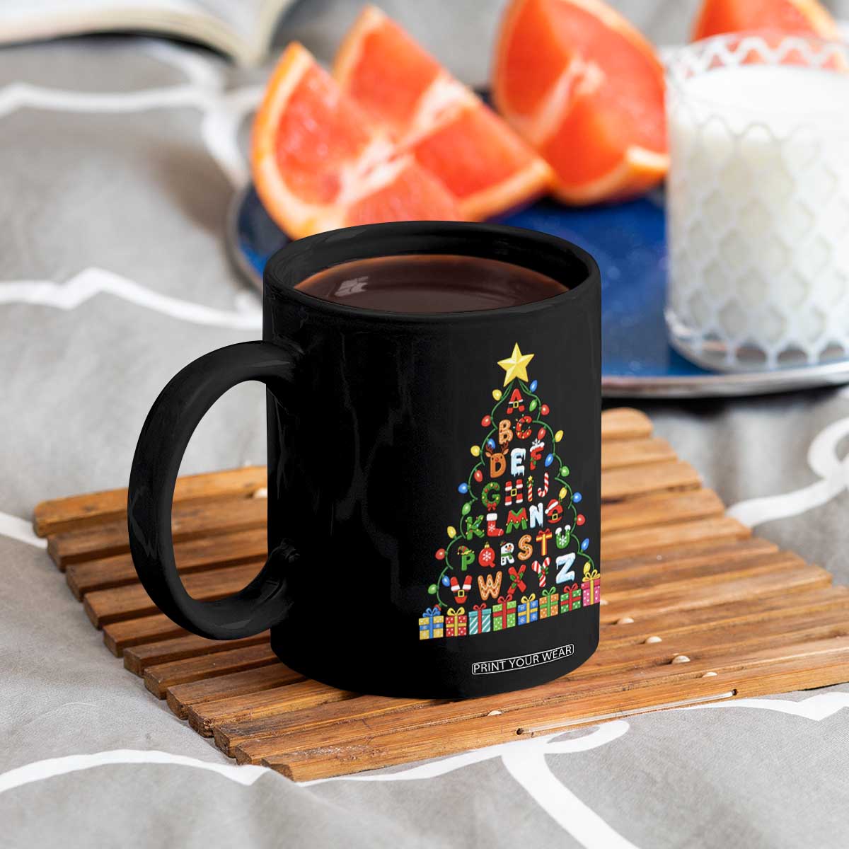 Funny Alphabet Christmas Tree Coffee Mug Kindergarten Teacher Holiday Gift TS12