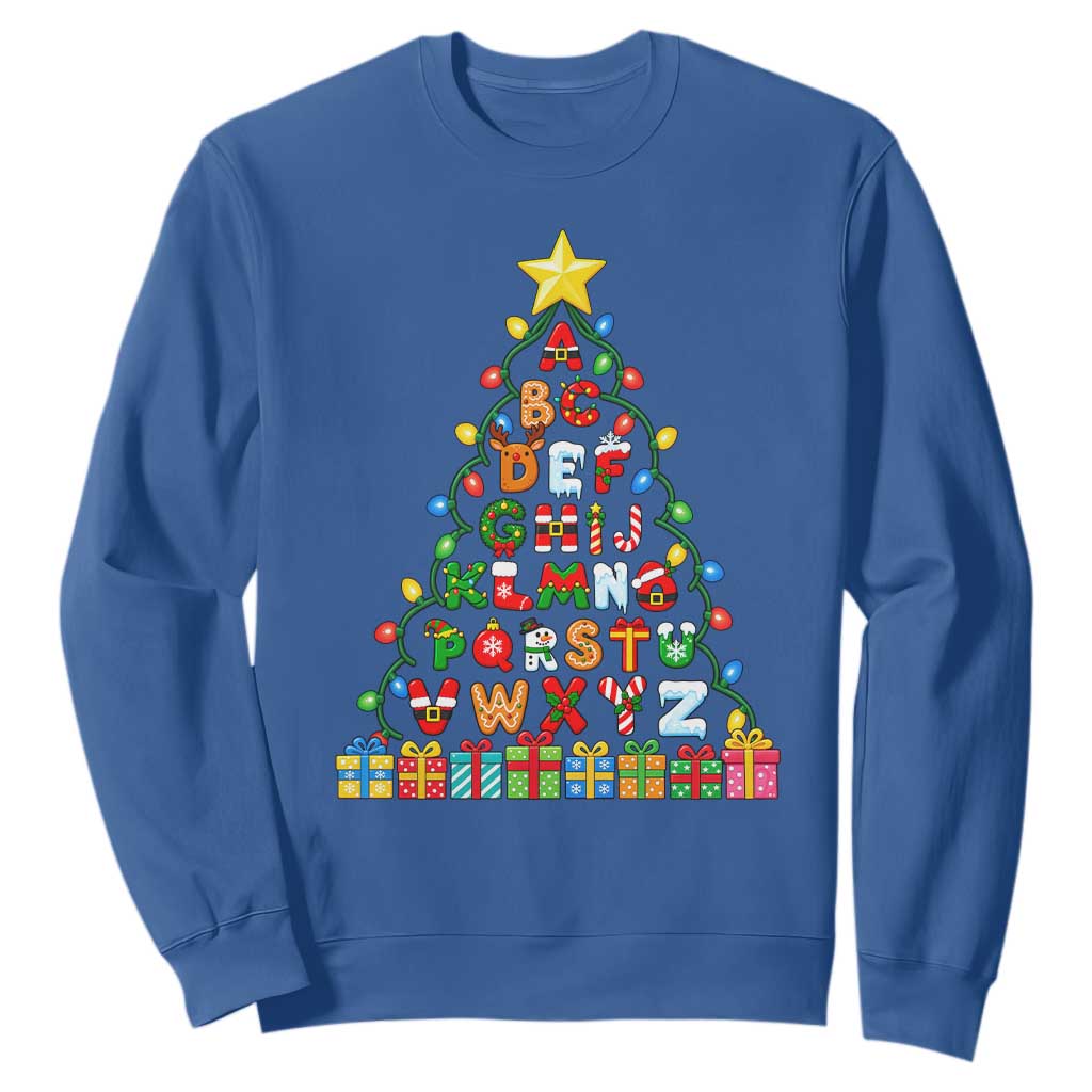 Funny Alphabet Christmas Tree Sweatshirt Kindergarten Teacher Holiday Gift TS12