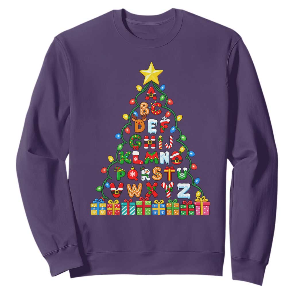 Funny Alphabet Christmas Tree Sweatshirt Kindergarten Teacher Holiday Gift TS12