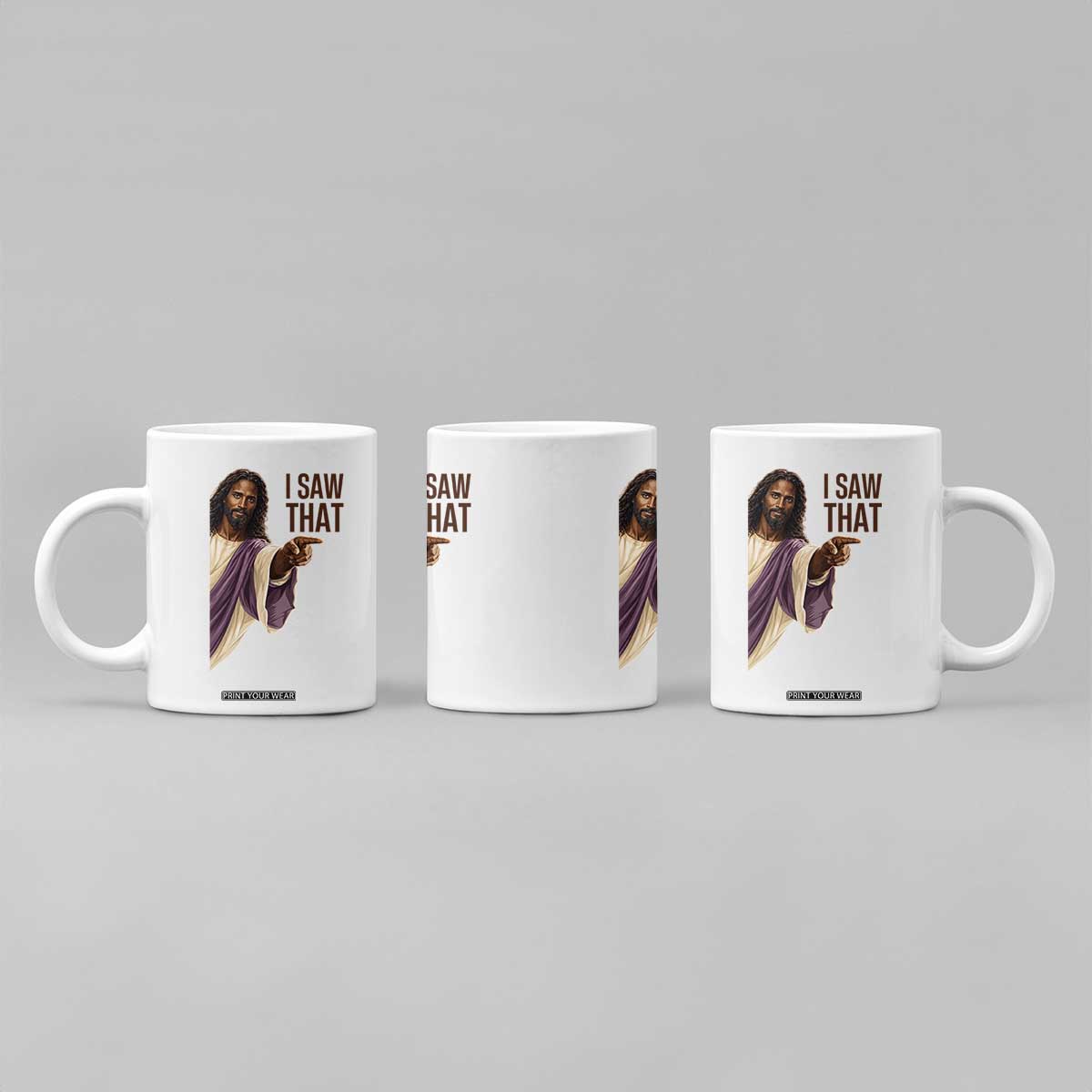 Funny Black Jesus Christian Coffee Mug I Saw That Pointing Finger TS12