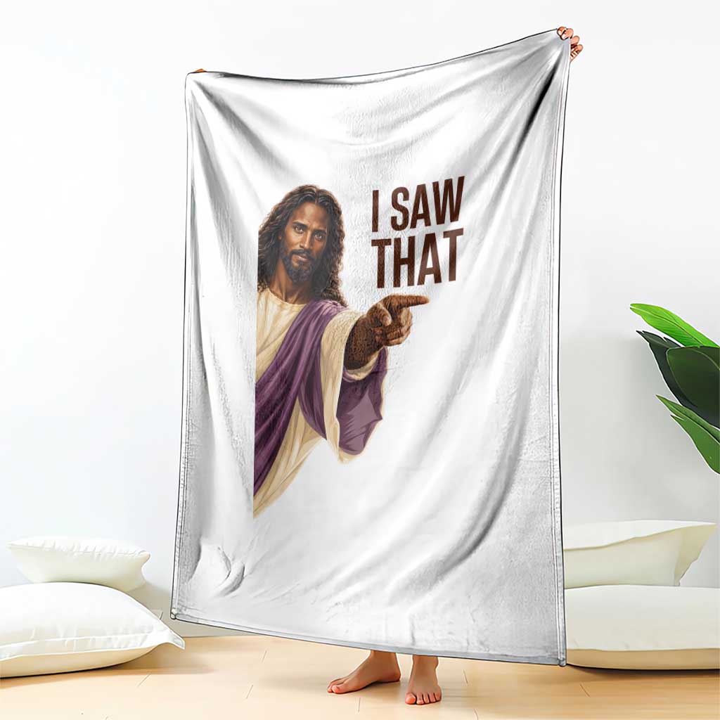 Funny Black Jesus Christian Throw Blanket I Saw That Pointing Finger TS12