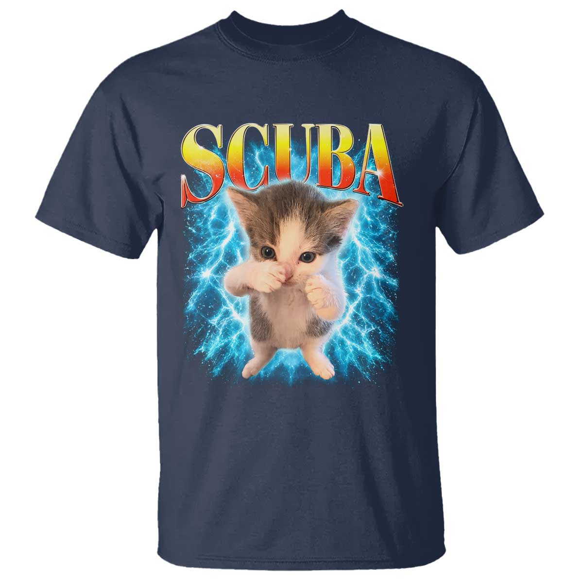 Funny Cat Scuba Dancing Meme 90s Retro Bootleg Graphic T Shirt TS10