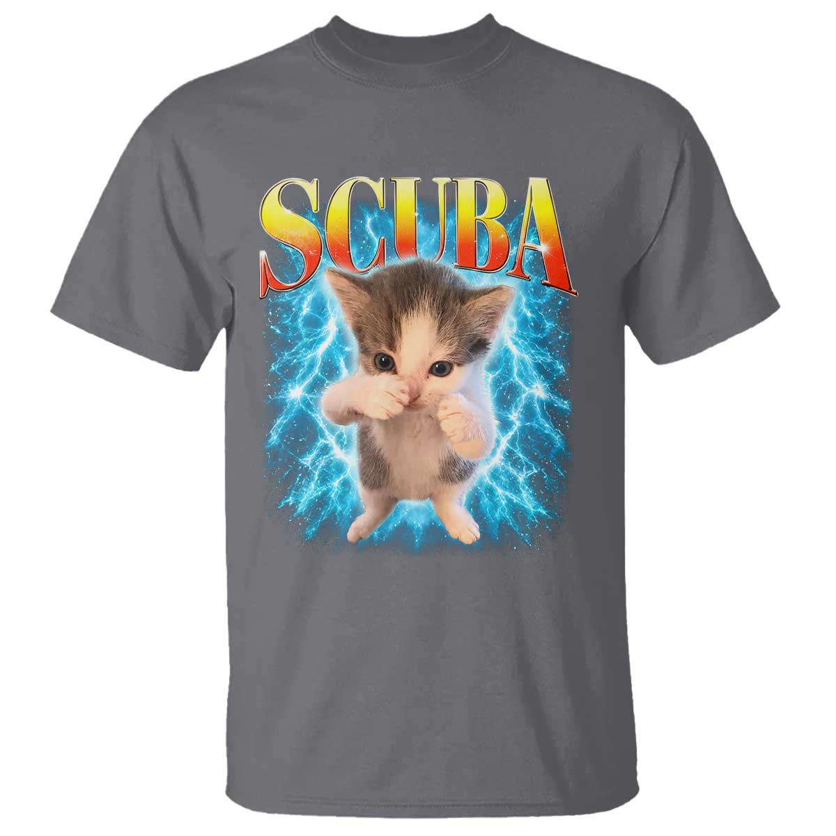 Funny Cat Scuba Dancing Meme 90s Retro Bootleg Graphic T Shirt TS10