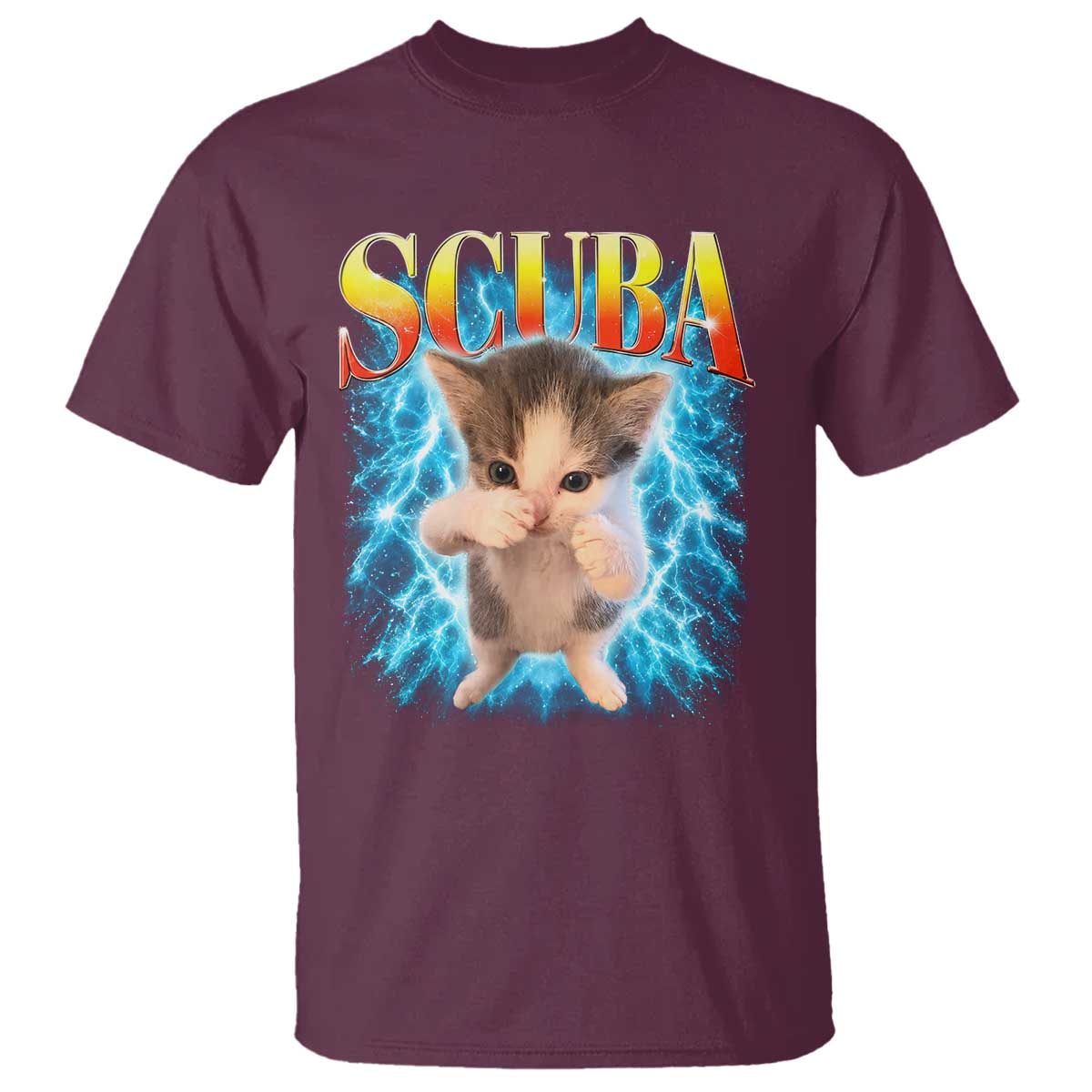 Funny Cat Scuba Dancing Meme 90s Retro Bootleg Graphic T Shirt TS10