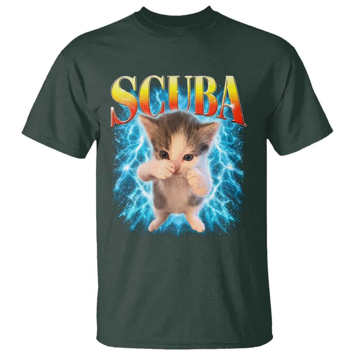 Funny Cat Scuba Dancing Meme 90s Retro Bootleg Graphic T Shirt TS10