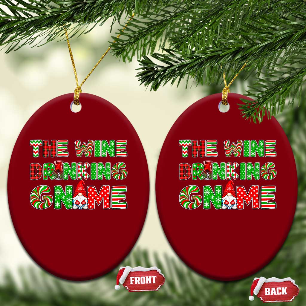 Funny Christmas Party Humor Ceramic Ornament The Wine Drinking Gnome TS12