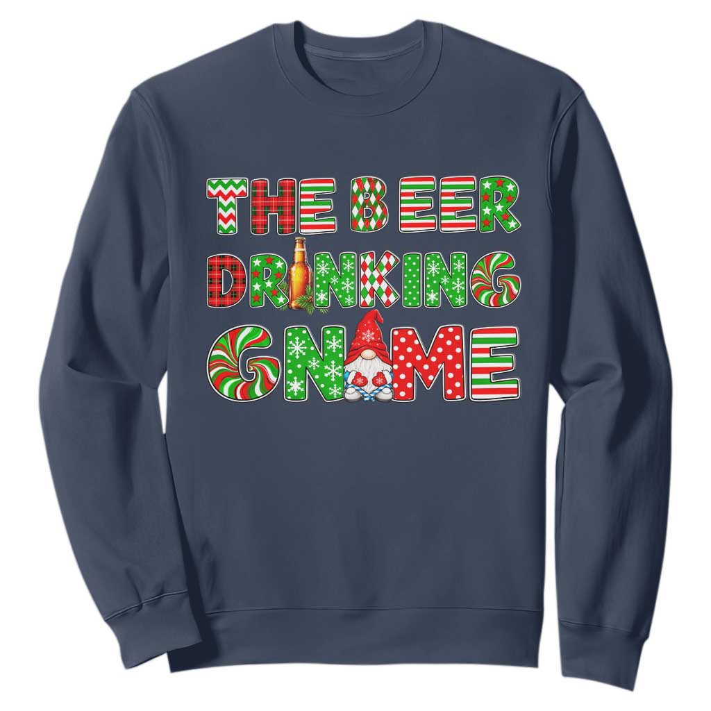 Funny Christmas Party Humor Sweatshirt The Beer Drinking Gnome TS12