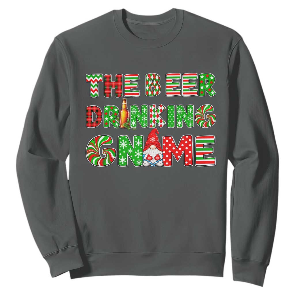 Funny Christmas Party Humor Sweatshirt The Beer Drinking Gnome TS12